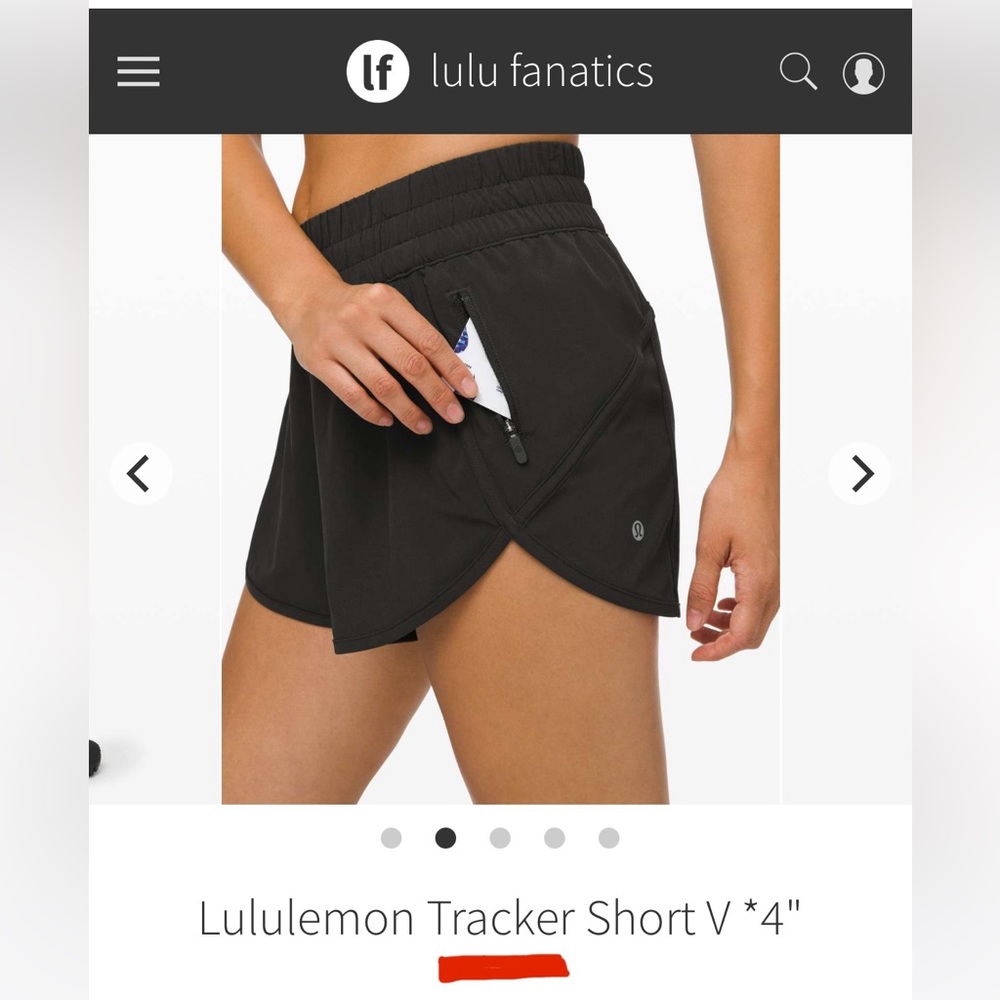 LULULEMON BLACK SIZE 0 TRACKER 4" SHORTS